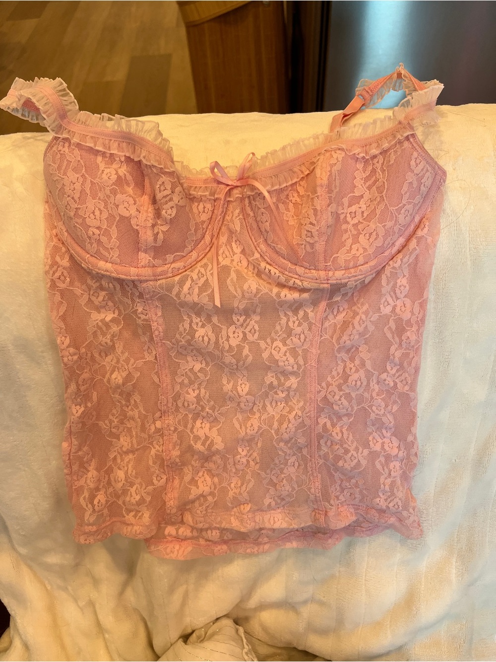 Pink Lace Bustier Camisole Top – Women’s Intimates rare sexy little things  cord